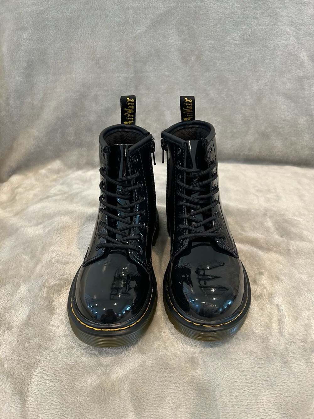 Dr. Martens Delaney Patent Leather Combat Boots Black